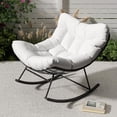 thumbnail image 2 of EastVita Outdoor Rattan Egg-Shaped Rocking Chair White, 2 of 7