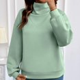 thumbnail image 4 of Sweatshirts for Women Puff Sleeve Relaxed Fit Casual Pullover with Front V Fall Versatile Comfy Tops Mint Green XXL, 4 of 8