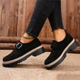 thumbnail image 3 of Rokment Buckles Platform Oxfords Slip on Penny Loafers for Women 2026 Spring Fall Vintage Casual Suede Chunky Mid Heel Walking Dressy Shoes Black Size 6.5, 3 of 7