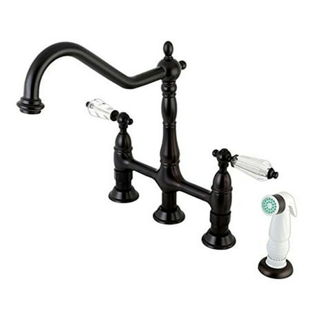 Kingston Brass KS1275WLL 8" Centerset Kitchen Faucet with Plastic Sprayer, ORB