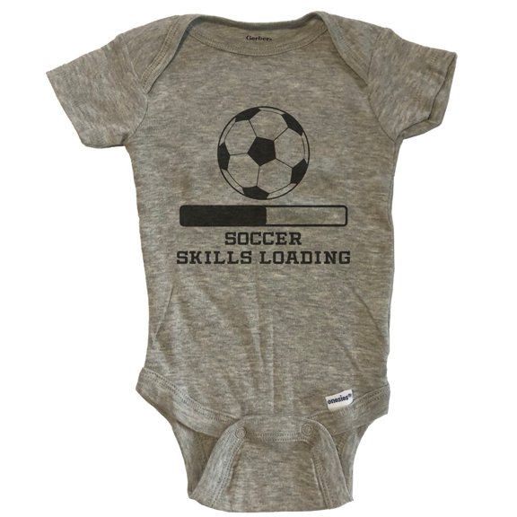 Soccer Skills Loading Funny Sports Humor Baby Bodysuit - Grey
