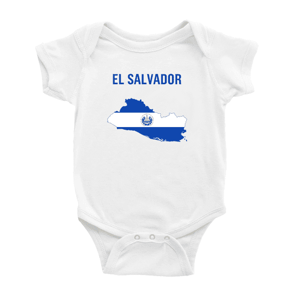 El Salvador Map Flag Baby Romper (White, 3-6 Months)