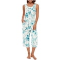 thumbnail image 1 of OJinShaWanO Black Silk Pajamas for Women Women Soft Sleeveless Tank Top and Capri Pants with Pocket Loungewear Sets Pajamas Sets 4267, 1 of 9