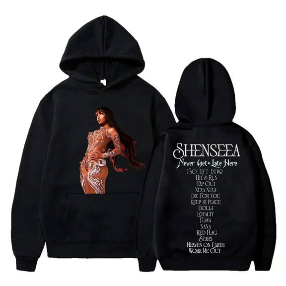 Shenseea Tour Hoodies Never Gets Late Here Tracklist Merch Hooded Women Men Fashion Casual Streetwear Sweatshirts