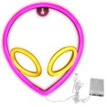 thumbnail image 1 of Decoración Led LuminAlien02 1Pza USB ó 3 Pilas AA 100lm Alien Rosa/Amarillo Plástico y Tira de Luz LED Neón., 1 of 6