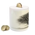 thumbnail image 2 of Black and White Piggy Bank, Lonely Tree in Field with Many Leafless Branches Countryside Vintage, Ceramic Coin Bank Money Box for Cash Saving, 3.6" X 3.2", Ivory Dark Grey, by Ambesonne, 2 of 4