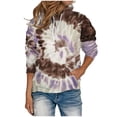 thumbnail image 2 of Women Plus Size Hoodies Tie-Dye Sweatshirts Loose Buttoned Pullover Long Sleeve Workout Sweatshirts with Pockets, 2 of 5