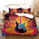 thumbnail image 1 of Juego de cama con diseño de guitarra de colores, funda de edredón con estampado 3D, funda de edredón para niños y adultos, con fundas de almohada de microfibra, 3 piezas con cierre de cremallera, 1 of 4