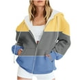 thumbnail image 2 of Fjofpr Zip Sweatshirts for Women with Hood Women's Casual Striped Printed Zippered Long Sleeved Hooded Sweatshirt Jacket Top Loose Zip Hoodie Women Yellow L, 2 of 6
