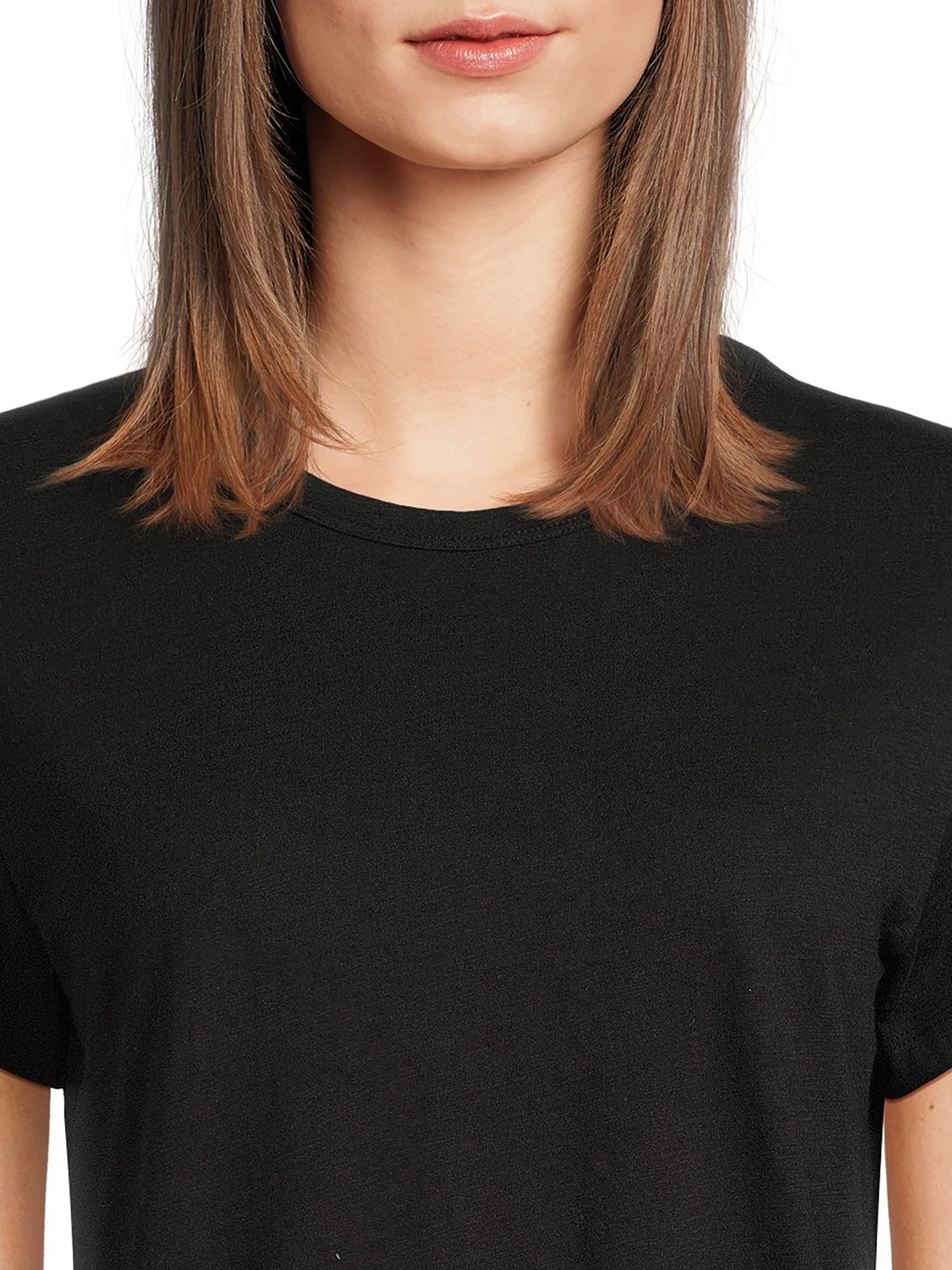 Time and Tru Women’s Slub Jersey Crewneck Tee with Short Sleeves, Sizes XS-XXXL