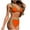 Orange, variant on Bigersell Women Cheeky Bikini Sets, Spaghetti Straps V-Neck Cut Out Bathing Suits, High Waisted Two Piece Swimsuit Bikini Bottoms Swimwear for Beach & Pool Black L