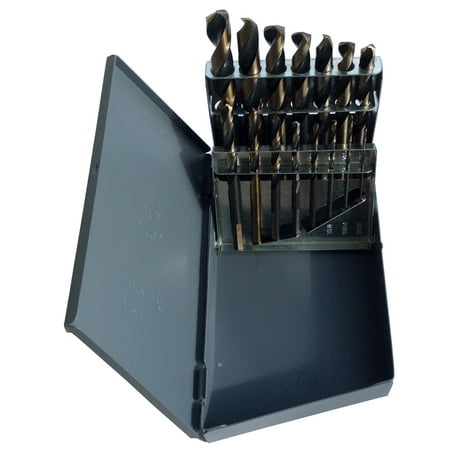 UPC: 0887861039444 | 1/16  – 1/2  HSS Black & Gold Mechanic Length Drill Bit Set  Metal Case  15 Pieces (1/64 Increments)  KFD15ML-SET