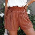thumbnail image 3 of Gibobby Short Deportivo Pantalones cortos elásticos con volantes 2022 en la cintura, pantalones cortos informales altos de verano para mujer, pantalones cortos de Yoga(Marrón, L), 3 of 5