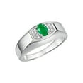 thumbnail image 4 of Rylos 14K White Gold Classic 6X4MM Oval Emerald & Sparkling Diamond Ring - Birthstone Jewelry for Men -Size 13, 4 of 6