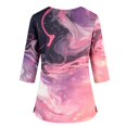 thumbnail image 5 of Scrub Tops Women Print Premium Vintage Nurse Uniforms Fashion 3/4 Sleeve V Neck Gradient Side Slits Scrub Tops Breathable Medical Workwear with Pockets Pink 2XL, 5 of 6