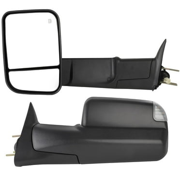 ECCPP Towing Mirrors Tow Mirrors with 1998-2002 For Dodge For Ram/For Ram Truck Power Control Heated Turn Signal Black Manual Folding and Flip Up LH RH Pickup Truck Mirrors