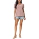 thumbnail image 2 of INSPIRAR CHIC Blusas de Manga Corta Fruncidas para Mujeres, Blusas Elegantes y Casuales con Cuello Redondo, Camisetas de Verano M Rosa Polvoriento, 2 of 5