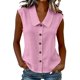 thumbnail image 1 of Blusa sin Mangas con Cuello para Mujer para Trabajo Casual de Negocios Camisetas Tipo Tank con Botones y Cuello A-rosas XL, 1 of 7