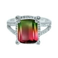 thumbnail image 3 of V3 Jewelry® Sterling Silver with Watermelon Tourmaline and Natural White Topaz Halo Statement Ring - Gift for Her, 3 of 3