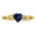 thumbnail image 4 of 10K Yellow Gold Ring Band with Stones (09) September Sapphire Heart Blue, 4 of 5