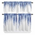 thumbnail image 2 of Kitchen Window Curtains Valance and Tier Set, Country Blue Willow Leaf Rod Pocket Tier Curtain Valance Set, Watercolor Leaves Light Filtering Cafe Curtains for Bedroom Living Room, 2 of 9