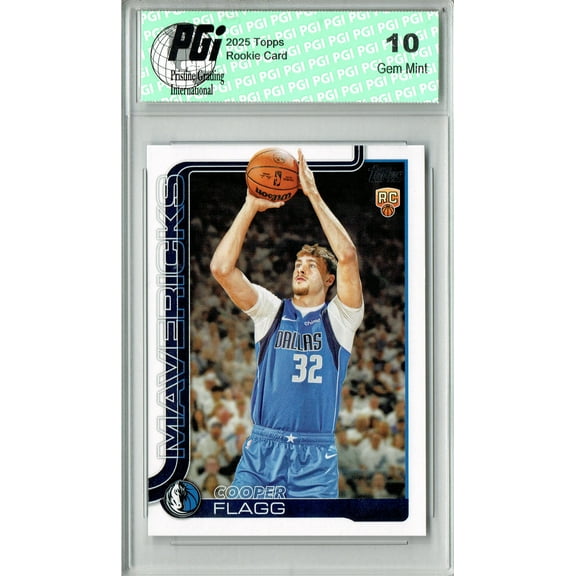 Cooper Flagg 2025 Topps #201 Dallas Mavericks Rookie Card PGI 10
