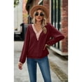 thumbnail image 7 of Anbech Lace Stitching Women Shirt V Neck Lace Chiffon Blouse Long Sleeve Loose Pullover Top, 7 of 7