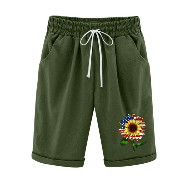 Mujeres Pantalones Cortos Casual Estampado Elástico de la Cintura Medio Pantalones Cortos, Casual con Bolsillos para el Uso Diario