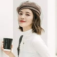 thumbnail image 5 of LinYooLi Women Solid Color Beret French Artist Beanie Cap with Netting, 5 of 7