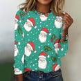 thumbnail image 2 of Bcresic Cute Santa Claus Long Sleeve Shirts for Christmas Womens Snowflake Tunic Tops Casual Crewneck Basic Tee Xmas Holiday Trendy T-Shirts Funny Going Out Pullover Top,#03_Light Blue,X-Large, 2 of 4