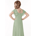 thumbnail image 2 of Junior Bridesmaid Dresses with Ruffle Short Sleeves High Slit Skirt Elegant Flower Girl Dress for Teens Wedding Party for Special Occasions, 2 of 5