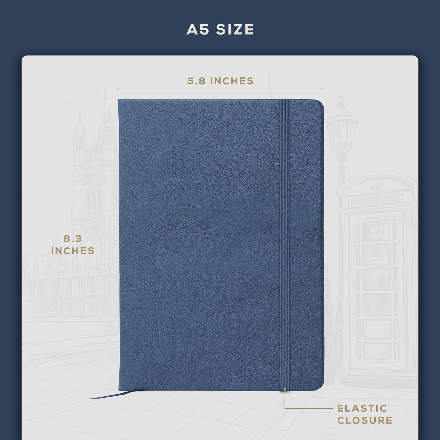 Lined Journal Notebook, 5.8 x 8.3 inch, A5 160 Lined Pages, Hardcover Leather Journals for Women, Men, Writing and Notebooks for Work - 120 GSM Thick Paper, Gifts Box Included