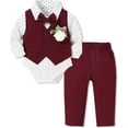 thumbnail image 2 of SANMIO Baby Boy Clothes Suits Infant Gentleman Outfit Collared Dress Shirt+Vest+Tie+Corsage+Pants 5Pcs Baby Suit Sets, 2 of 8