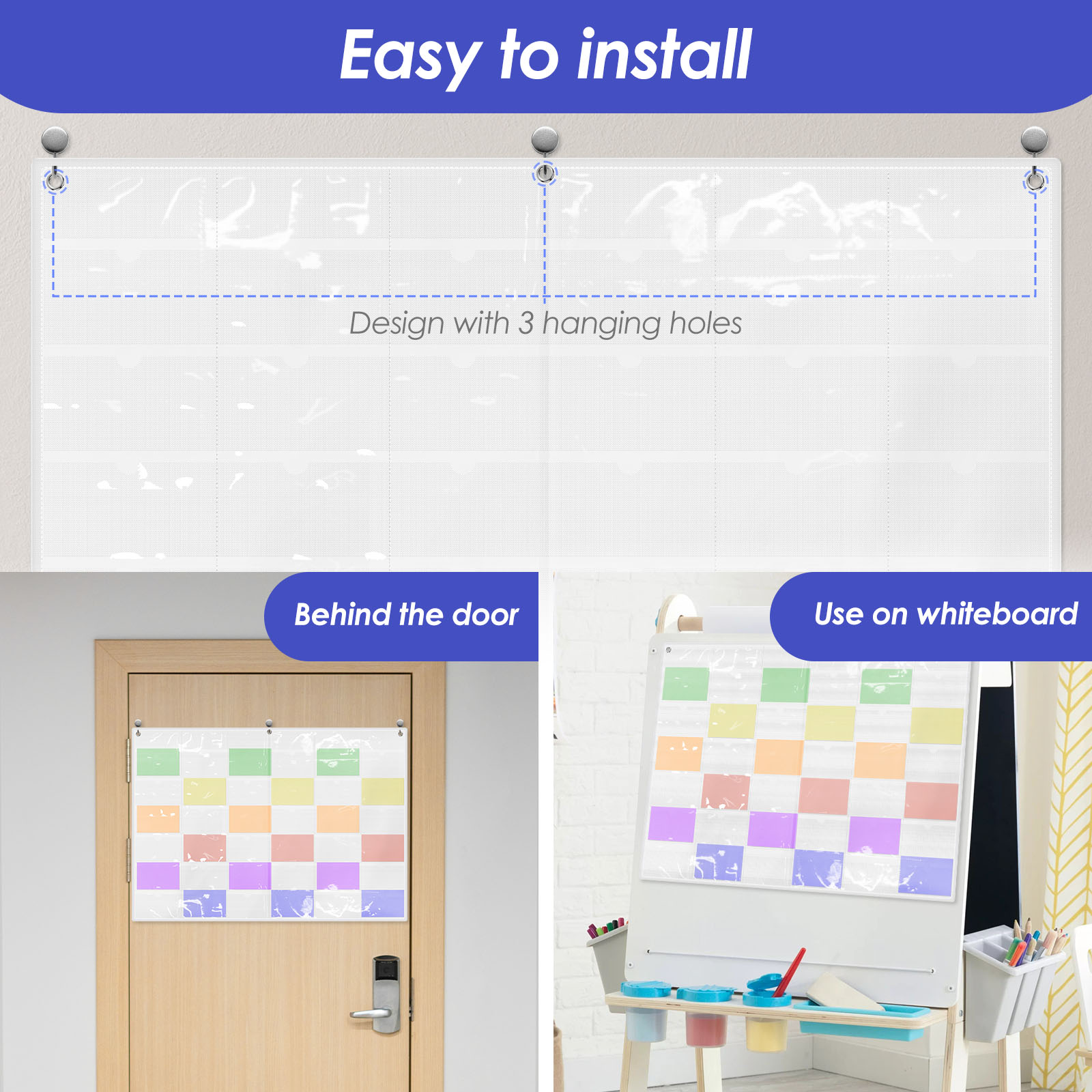 Threns 3 Pcs 36 Slots Index Card Organizer Hanging Wall Mount Business Card Organizer for Studying Organizing Office Library Tracking Workflow
