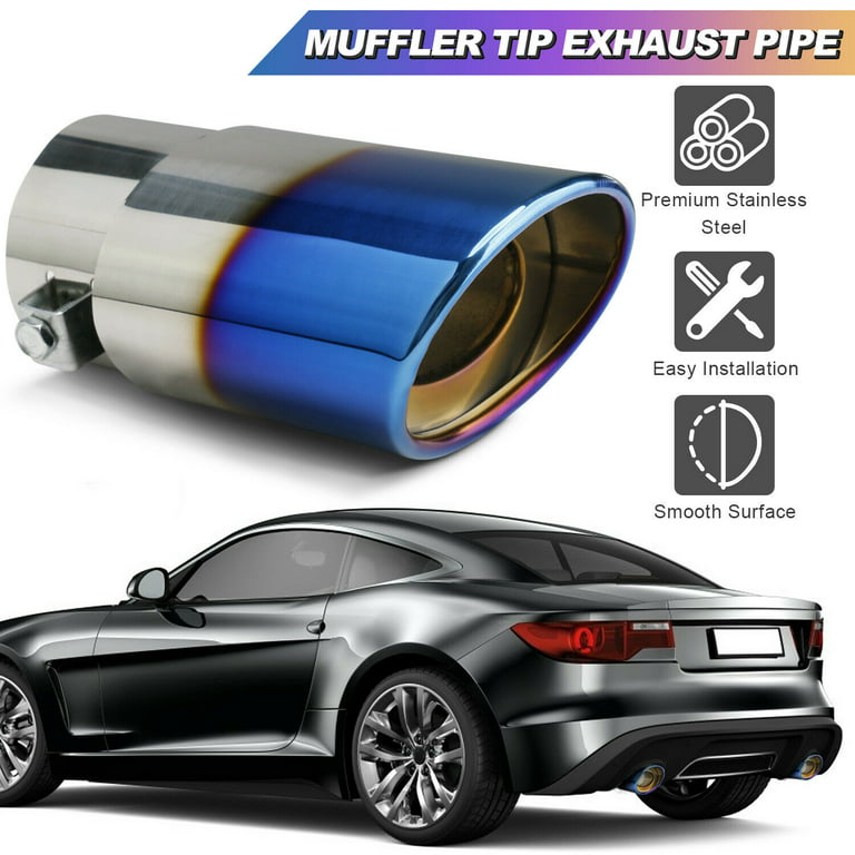 Htwon Car Exhaust Pipe Tip Rear Tail Throat Muffler Stainless Steel Round  Accessories 