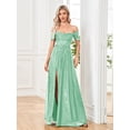 thumbnail image 1 of Robe de Mariage Robes d'Invité de Mariage pour Femmes Carte Populaire Épaule Col Droit Robe Fendue en Ligne Robe de Dîner Longue Robe Femmes Perles, 1 of 9