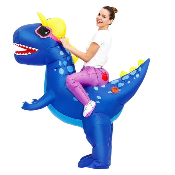 Christmas Inflatable Costume Sunglasses Dinosaur Parent- Inflatable Suit Suitable For Role-playing Theme Party,Adults 4'11"-6'3",Blue