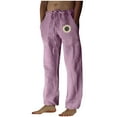 thumbnail image 2 of DPTALR Men's Print Casual Elastic Waist Pocket Trousers,Sport Style,Purple Big and Tall Men L, 2 of 4