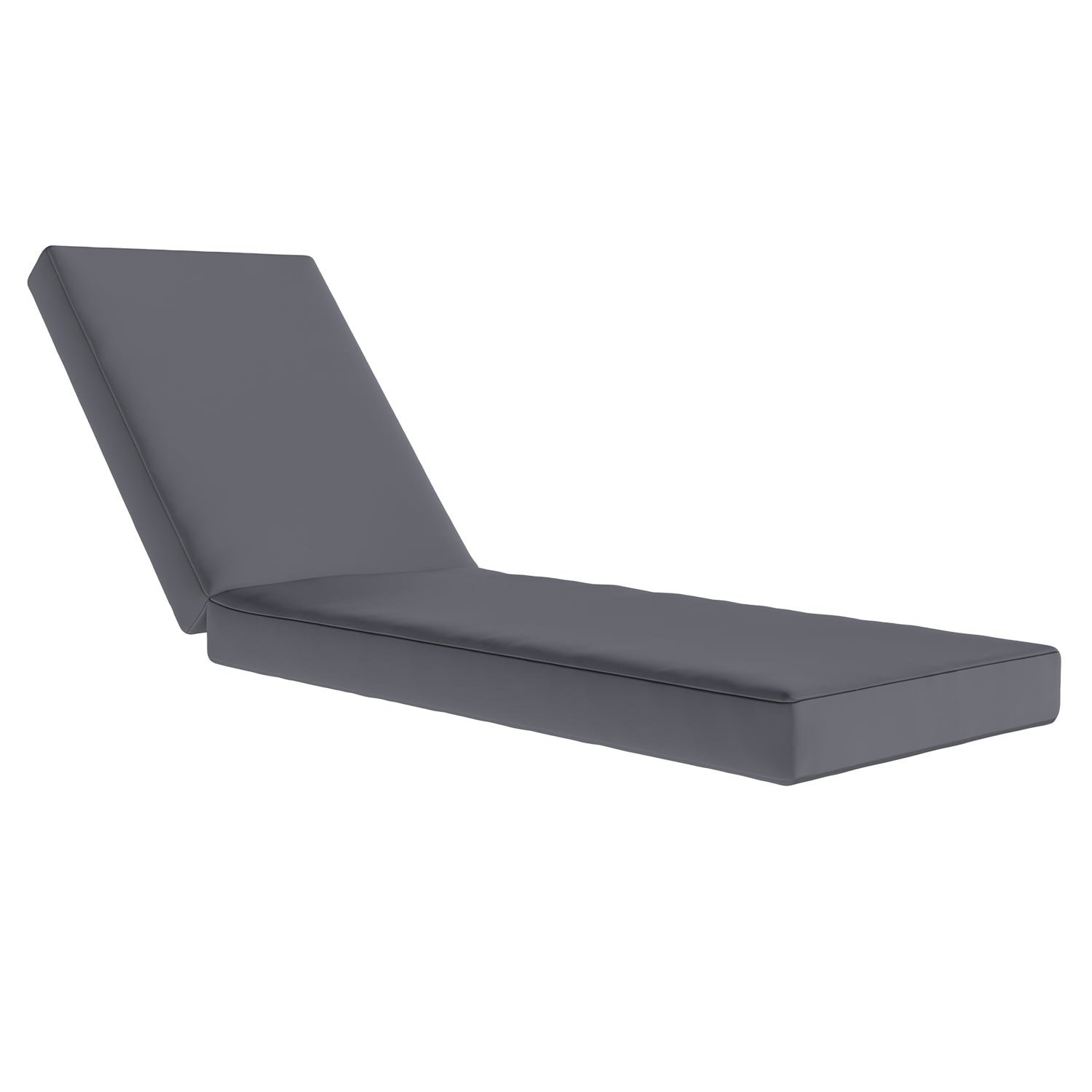 BaPiPro Gray Outdoor Chaise Lounge Cushion, Waterproof Patio Lounge Chair Pad with High-Density Foam, Removable Cover & Secure Ties for Poolside, Garden & Patio