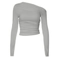 thumbnail image 4 of MIXUE Boho Tops For Women Summer Solid Color Off Shoulder Long Sleeve Slim Fit Casual Pullover Shirts For Women Tshirts Streetwear,Gray,L, 4 of 4