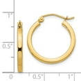 thumbnail image 4 of 14K Yellow Gold Earring Hoop Women'S 20 mm 2Mm Square Tube Earrings, 4 of 4