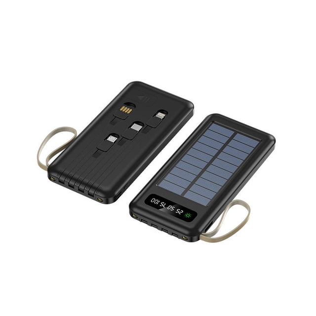 Banco de energía solar, Banco de energía de cargador solar portátil de 20000 mAh, Cargador de panel solar con 4 salidas de carga rápida, Cargador de teléfono solar inalámbrico
