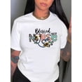 thumbnail image 1 of Camiseta informal de cuello redondo para mujer con diseño floral "Blessed Nurse", moderna camiseta de algodón de manga corta, cómoda para cualquier temporada., 1 of 6