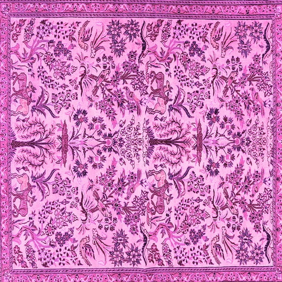 Ahgly Company Indoor Square Persian Pink Traditional Area Rugs, 8' Square