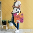 thumbnail image 4 of FORMRS Womens Canvas Tote Bag with Zipper Inner Pocket Shoulder Handbag, Purple Hand Drawn Floral, 4 of 7