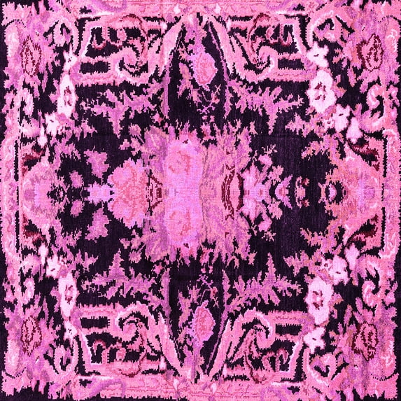 Ahgly Company Indoor Square Medallion Pink French Area Rugs, 3' Square