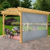 Covers & All Outdoor Clear Panel Curtain, 18 Oz Tarp Tuff Waterproof & UV Resistant Material with Rustproof Grommets, Multi-Purpose Ideal for Outdoors/Indoors (4' H x 7' W feet, Grey)