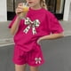 thumbnail image 4 of Vestido de manga corta para niños Día de San Patricio impreso de dos piezas Conjunto de cuello redondo con pantalones cortos, blusa de manga corta, 4 of 6