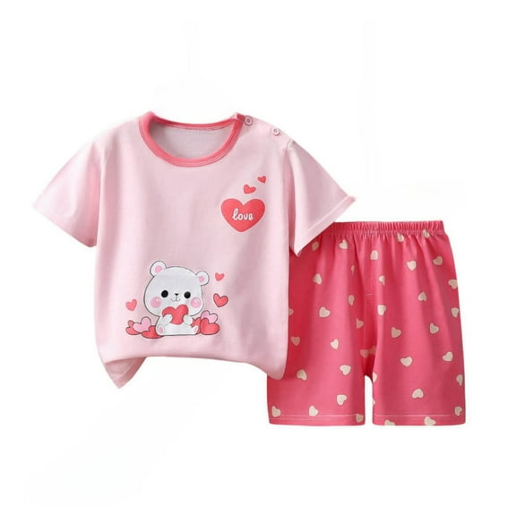 TAGOLD Toddler Girls Boys Summer Blouses Shirts Sets,Girls Summer Shorts Set Summer Short Sleeve Girls Printed Cotton T-Shirt Summer Shorts Two Piece Set 6 Months - 7 Years
