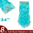 thumbnail image 2 of Full Head Clip Synthetic in Hair Extensions 8 Piece 18 Clips Hairpiece Long Curly Straight, 2 of 5